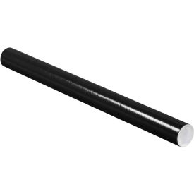 Colored Mailing Tubes With Caps, 2" Dia. x 24"L, 0.06" Thick, Black, 50/Pack