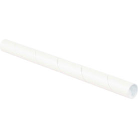 Mailing Tubes With Caps, 1-1/2" Dia. x 24"L, 0.06" Thick, White, 50/Pack
