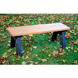 Deluxe 4' Flat Bench, Cedar Bench/Black Frame