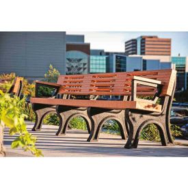 Elite 8' Backed Bench w/ Arms, Cedar Bench/Black Frame