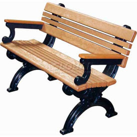 Cambridge 4' Backed Bench with Arms, Cedar Bench/Black Frame