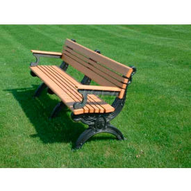 Cambridge 6' Backed Bench with Arms, Brown Bench/Black Frame