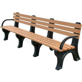 Econo Mizer 8' Backed Bench w/ Arms, Green Bench/Green Frame