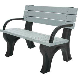 Deluxe 4' Backed Bench with Arms, Brown Bench/Black Frame