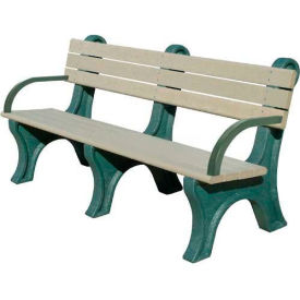 Park Classic 6' Backed Bench with Arms, Brown Bench/Brown Frame