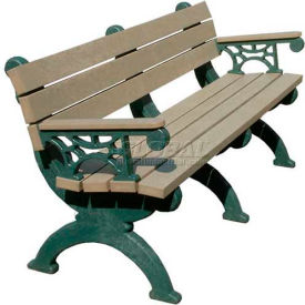 Monarque 6' Backed Bench with Arms, Brown Bench/Brown Frame