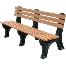6' Backed Bench, Brown Bench/Black Frame