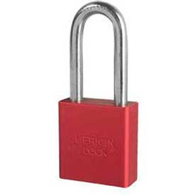 Solid Aluminum Rectangular Padlock - Red