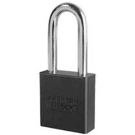 No. A1206BLK Solid Aluminum Rectangular Padlock - Black
