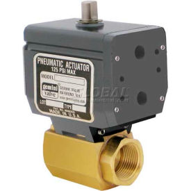 High Duty Cycle Brass Ball Valve, Double-Acting Pneumatic Actuator, 1"