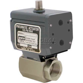 Gemini Valve High Duty Cycle S/S Ball Valve, Double-Acting Pneumatic Actuator, 3/4"