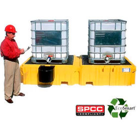 Ultra-Twin IBC Spill Pallet 1146 with Drain and 1 Left Side Bucket Shelf