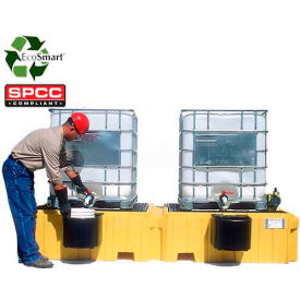 Ultra-Twin IBC Spill Pallet - with Drain & 2 Bucket Shelves