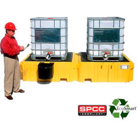 Ultra-Twin IBC Spill Pallet - No Drain - with 1 Right Side Bucket Shelf