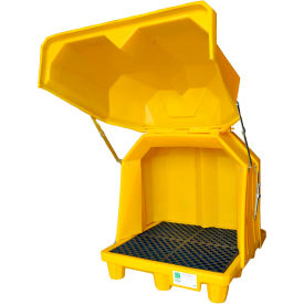 Ultra-Hard Top Spill Pallet 1081 Gull Wing Model, 4 Drum With Drain