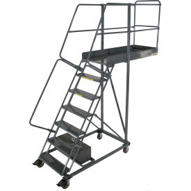 6 Step Steel Cantilever Ladder - 14" Overhang, Serrated Tread
