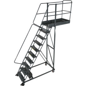 10 Step Steel Cantilever Ladder - 28" Overhang, Serrated Tread