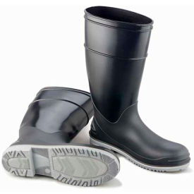 Men's Boot, 16" Goliath Black Plain Toe with Power Lug Outsole, PVC, Size 12
