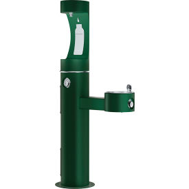 Elkay Bi-Level Outdoor Pedestal Fountain with Upper Bottle Filling Station - Evergreen