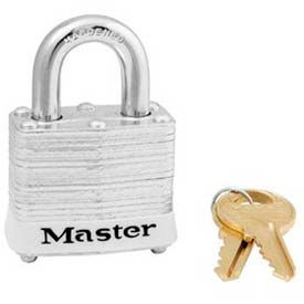Steel Padlock, No. 3 Rfd Laminate, 1-9/16"W X 3/4" Shackle, White