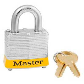 Steel Padlock, Reinforced Laminate, 1-9/16"W X 3/4" Shackle, Yellow
