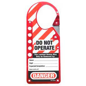 Lockout Hasp, Anodized Aluminum, Labelled, 2-7/8"W X 7"L, Red