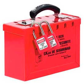 Latch Tight Group Lock Box, Portable, Red