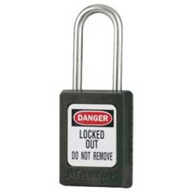 Safety Padlock, Short Zenex, 3/16" Body X 1-1/2" Shackle, Black
