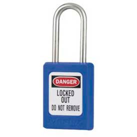 Safety Padlock, Short Zenex, 3/16" Body X 1-1/2" Shackle, Blue
