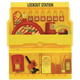 Lockout Station, 16 Hanger Clips, 23-1/2" Width x 4-1/2" Depth x 27" Height, Deluxe