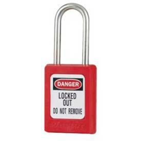 Safety Padlock, Short Zenex, 3/16" Body X 1-1/2" Shackle, Red
