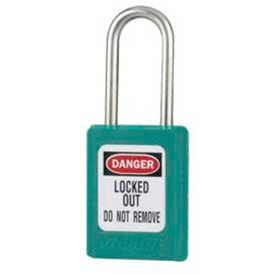 Safety Padlock, Short Zenex, 3/16" Body X 1-1/2" Shackle, Teal