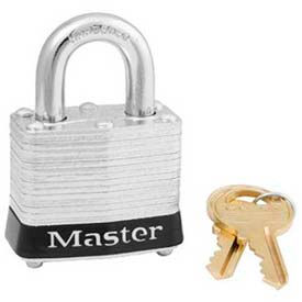 Steel Padlock, No. 3 Rfd Laminate, 1-9/16"W X 3/4" Shackle, Black