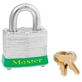 Steel Padlock, No. 3 Rfd Laminate, 1-9/16"W X 3/4" Shackle, Green