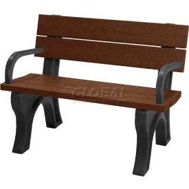 Traditional 4' Backed Bench with Arms, Brown Bench/Black Frame