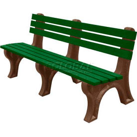 6’ Backed Bench, Green Bench/Brown Frame