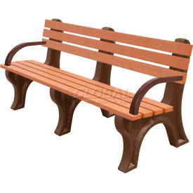 Econo Mizer 6' Backed Bench with Arms, Green Bench/Brown Frame