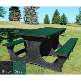 Easy Access 6' Picnic Table, Green Top/Black Frame