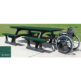 Commons Picnic Table, ADA Compliant, Green Top/Black Frame