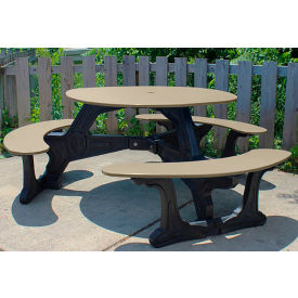 Bodega Picnic Table, Tan Top/Black Frame