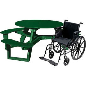 Round Picnic Table, Handicap Accessible, Green Top/Green Frame