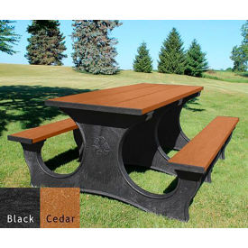Easy Access 6' Picnic Table, Cedar Top/Black Frame