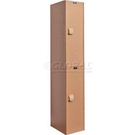 AquaMax 2-Tier 2 Door Plastic Locker, 12"W x 18"D x 72"H, Taupe, Assembled