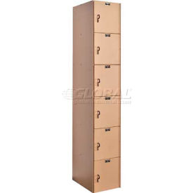 6-Tier 6 Door Plastic Locker, 12"W x 18"D x 72"H, Taupe, Assembled