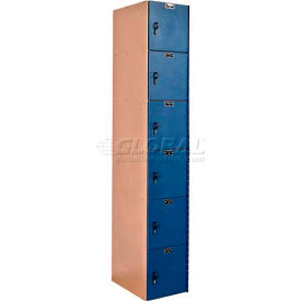 6-Tier 6 Door Plastic Locker, 12"W x 18"D x 72"H, Taupe/Blue, Assembled