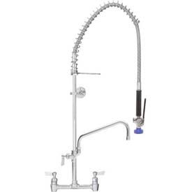 8" Centers Backsplash Pre-Rinse W/14" Add On Faucet, Stainless Steel