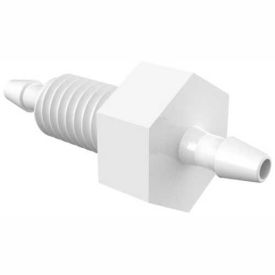 10-32 UNF to 1/16" x 1/16" Barbed Bulkhead Adapter, High Density Polyethylene