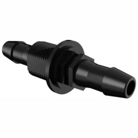 1/4-18 NPSM to 1/4" x 1/4" Barbed Bulkhead Adapter, Black Nylon