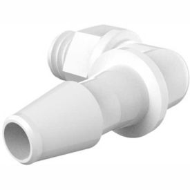 10-32 UNF to 1/8" Barbed Elbow, Natural Kynar