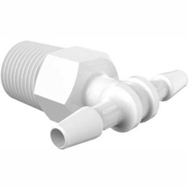 1/8-27 NPT to 1/8" Barbed Tee, White Polypropylene